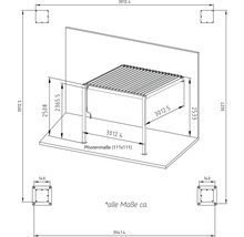 Desen tehnic al unei pergole cu dimensiuni