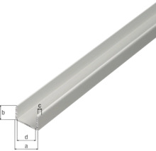 Profil din aluminiu cu dimensiunile a, b, c și d.