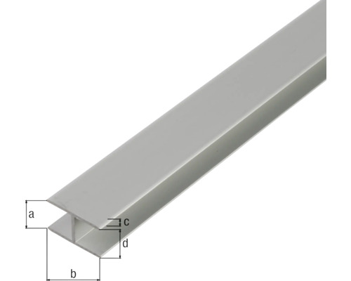 Profil H din aluminiu cu indicații de dimensiuni