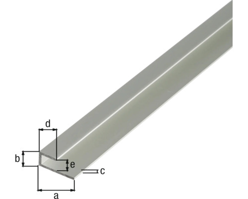 Profil U din aluminiu cu dimensiuni