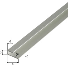 Profil aluminiu tip U Kaiserthal 20x9x6x1,5 mm, laturi inegale, lungime 2m, eloxat-thumb-1