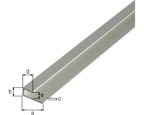 Profil U din aluminiu cu dimensiuni