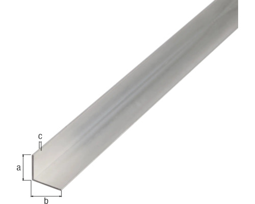 Profil unghiular din aluminiu cu dimensiunile a, b și c.