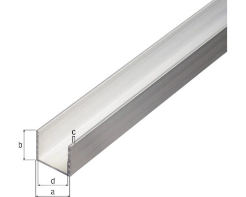 Profil U din aluminiu cu dimensiuni indicate