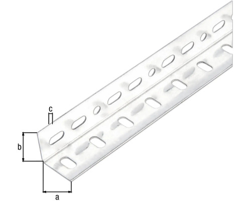 Cornier perforat cu dimensiunile a, b și c