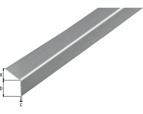 Profil unghiular din metal cu dimensiunile a, b și c.