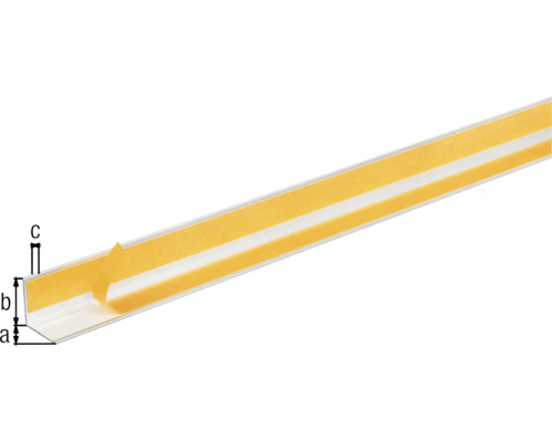 Profil din plastic cu bandă adezivă și specificații dimensionale