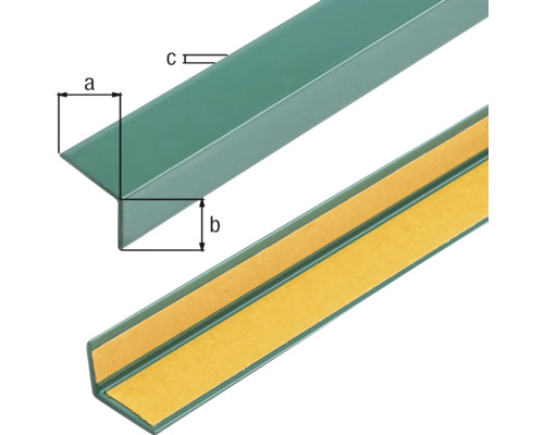 Profil unghiular din plastic cu dimensiuni și bandă adezivă