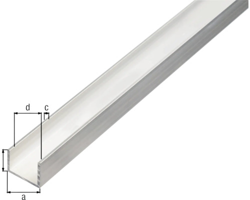 Profil U din aluminiu cu dimensiuni