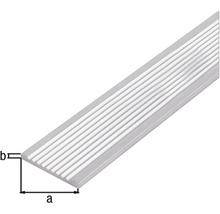 Profil de margine de scară din aluminiu cu caneluri și indicații de dimensiuni