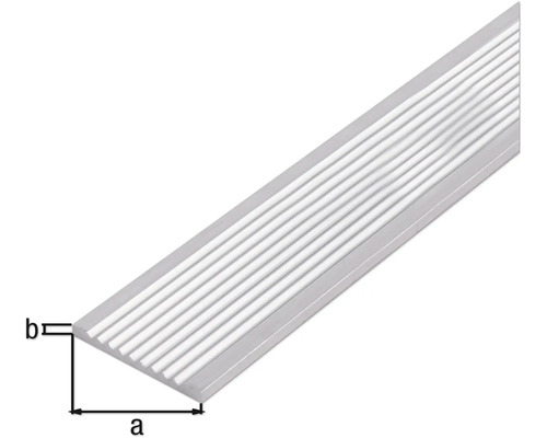 Profil de margine de scară din aluminiu cu caneluri și indicații de dimensiuni