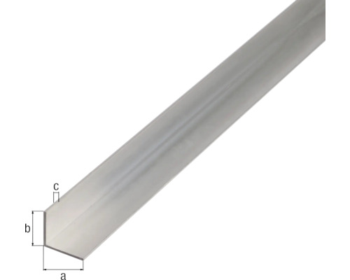 Profil unghiular din aluminiu cu dimensiunile a, b și c