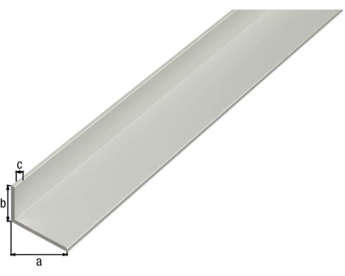 Profil unghiular cu indicații dimensionale a, b și c.