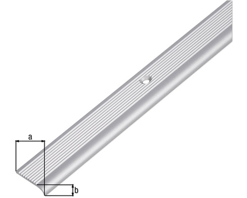 Profil aluminiu margine scară cu găuri pentru șuruburi