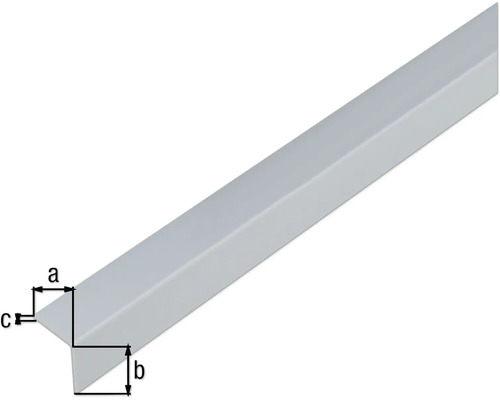 Profil unghiular cu dimensiunile a, b și c.