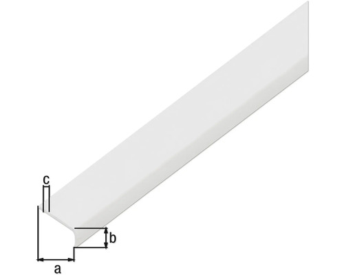 Profil de colț din plastic cu dimensiunile a, b și c.