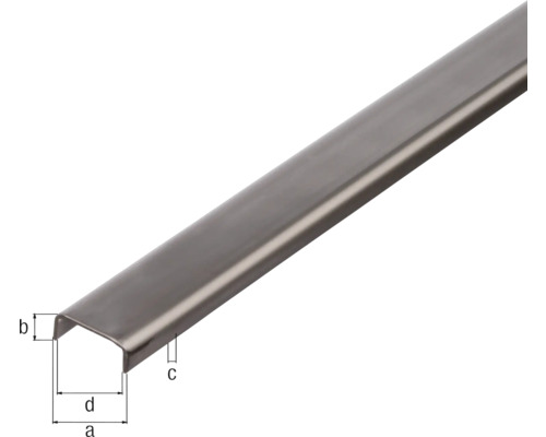 Profil U din metal cu indicații de dimensiuni