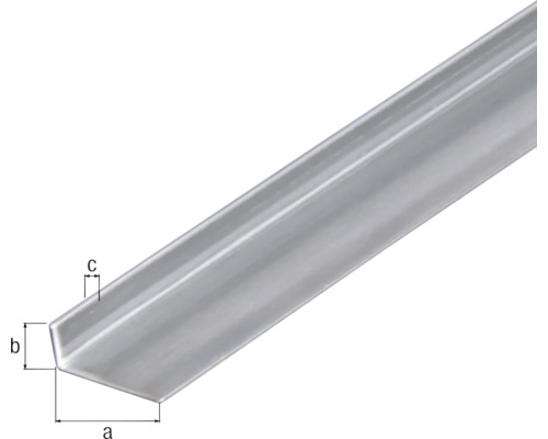 Profil unghiular din metal cu dimensiunile a, b, c.