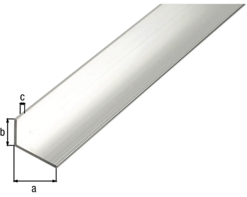 Profil unghiular din aluminiu cu dimensiunile a, b și c