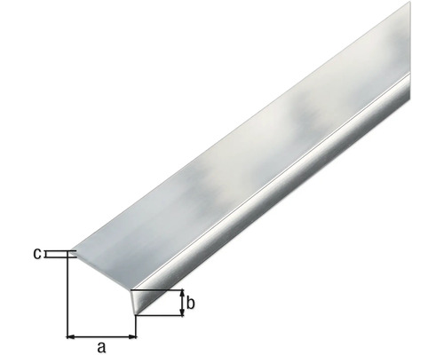 Profil unghiular din aluminiu cu dimensiuni indicate
