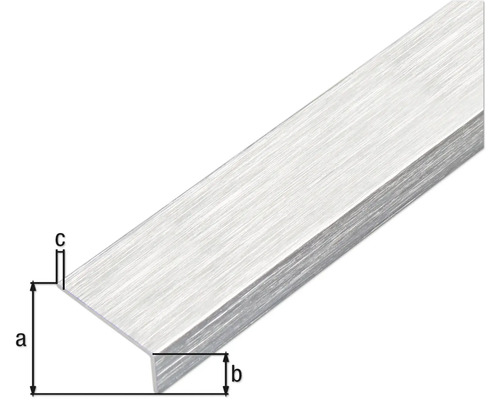 Profil unghiular din aluminiu cu dimensiunile a, b și c