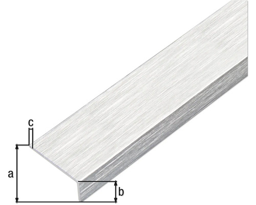 Profil unghiular cu dimensiunile a, b și c.