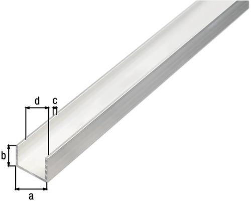 Profil U din aluminiu cu dimensiuni