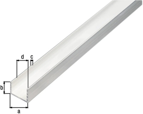 Profil U din aluminiu cu dimensiuni