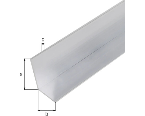 Profil unghiular din aluminiu cu dimensiunile a, b și c