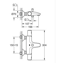 Baterie cadă cu termostat GROHE Precision Start 34598000 crom-thumb-3