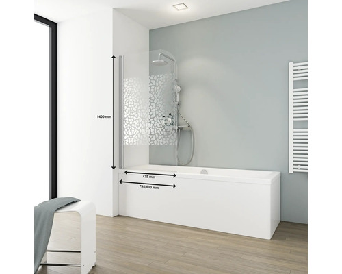 Baie cu cadă, paravan de duș și set de duș