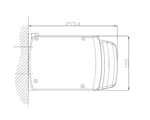 Desen tehnic al unui dulap cu oglindă cu dimensiuni.