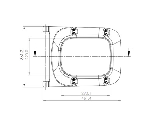 Desen tehnic al unui cadru de fereastră cu dimensiuni