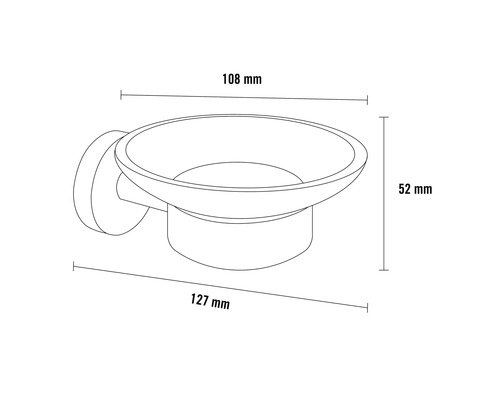 Desen tehnic al unei săpuniera cu dimensiuni.