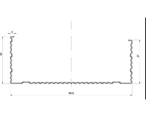 Desen tehnic al unui profil ondulat cu dimensiuni