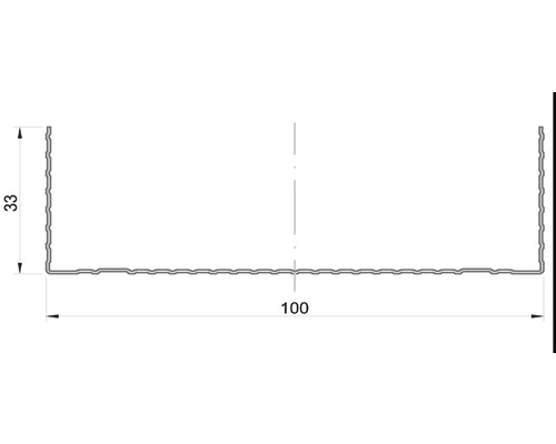 Desen tehnic al unui profil cu dimensiunile de 33 și 100 milimetri