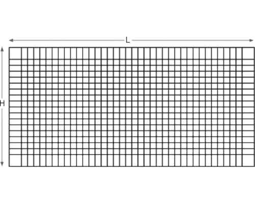 Ilustrație a unei grile cu indicația înălțimii și a lungimii