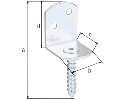 Conector unghiular cu șurub și indicații de dimensiuni