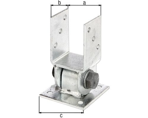 Suport reglabil pentru stâlpi, din metal, cu găuri de fixare