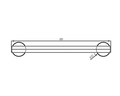 Desen tehnic al unei tije cu o lungime de 400 și un diametru de 57,4.