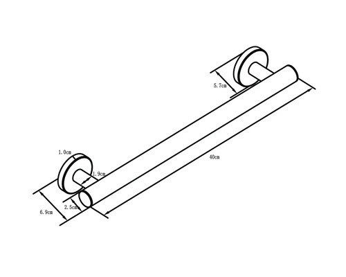 Desen tehnic al unui mâner de prindere de 40 de centimetri cu indicații de măsurare.