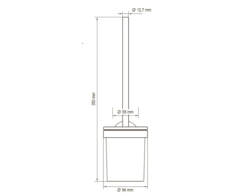 Desen tehnic al unei perii de toaletă cu dimensiuni