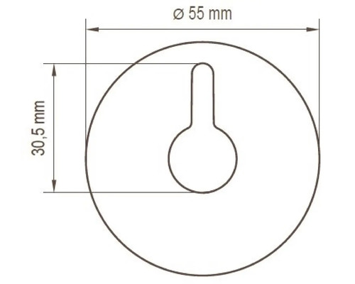 Desen tehnic al unui obiect rotund cu dimensiunile diametru 55 milimetri și înălțime 30,5 milimetri.
