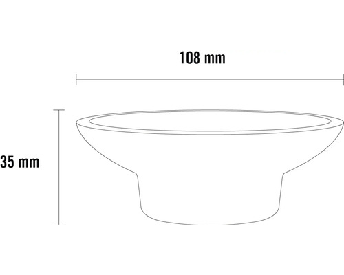 Desen tehnic al unei chiuvete cu dimensiunile de 108 mm lățime și 35 mm înălțime.