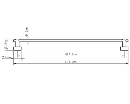 Desen tehnic al unui suport pentru prosop cu dimensiuni
