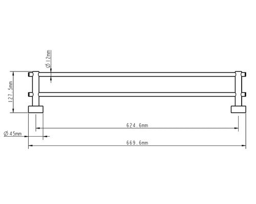 Desen tehnic al unui suport pentru prosoape cu dimensiuni