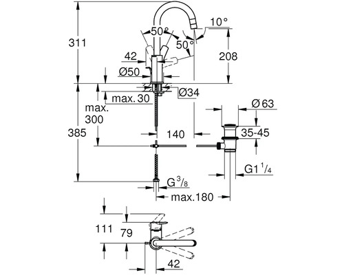 Desen tehnic al unei armături cu dimensiuni