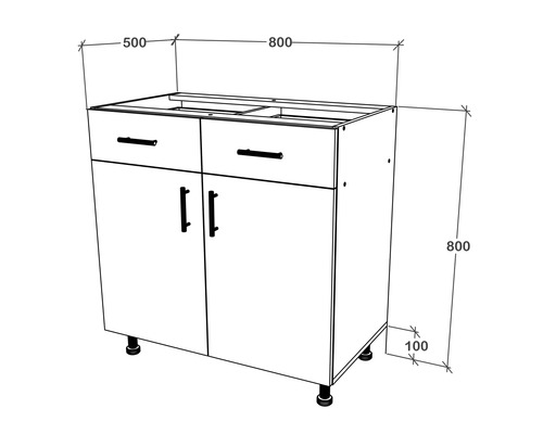 Desenul unui dulap de bază pentru lavoar cu dimensiuni