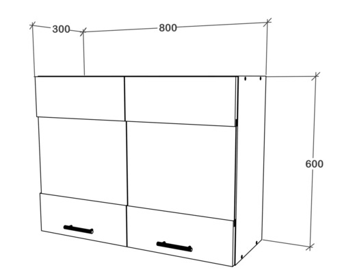Imagine cu dulap suspendat cu dimensiunile 800 x 600 x 300 mm.
