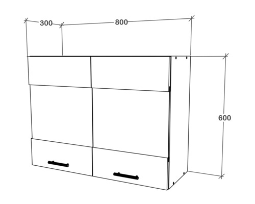 Desen tehnic al unui dulap suspendat de bucătărie cu dimensiuni